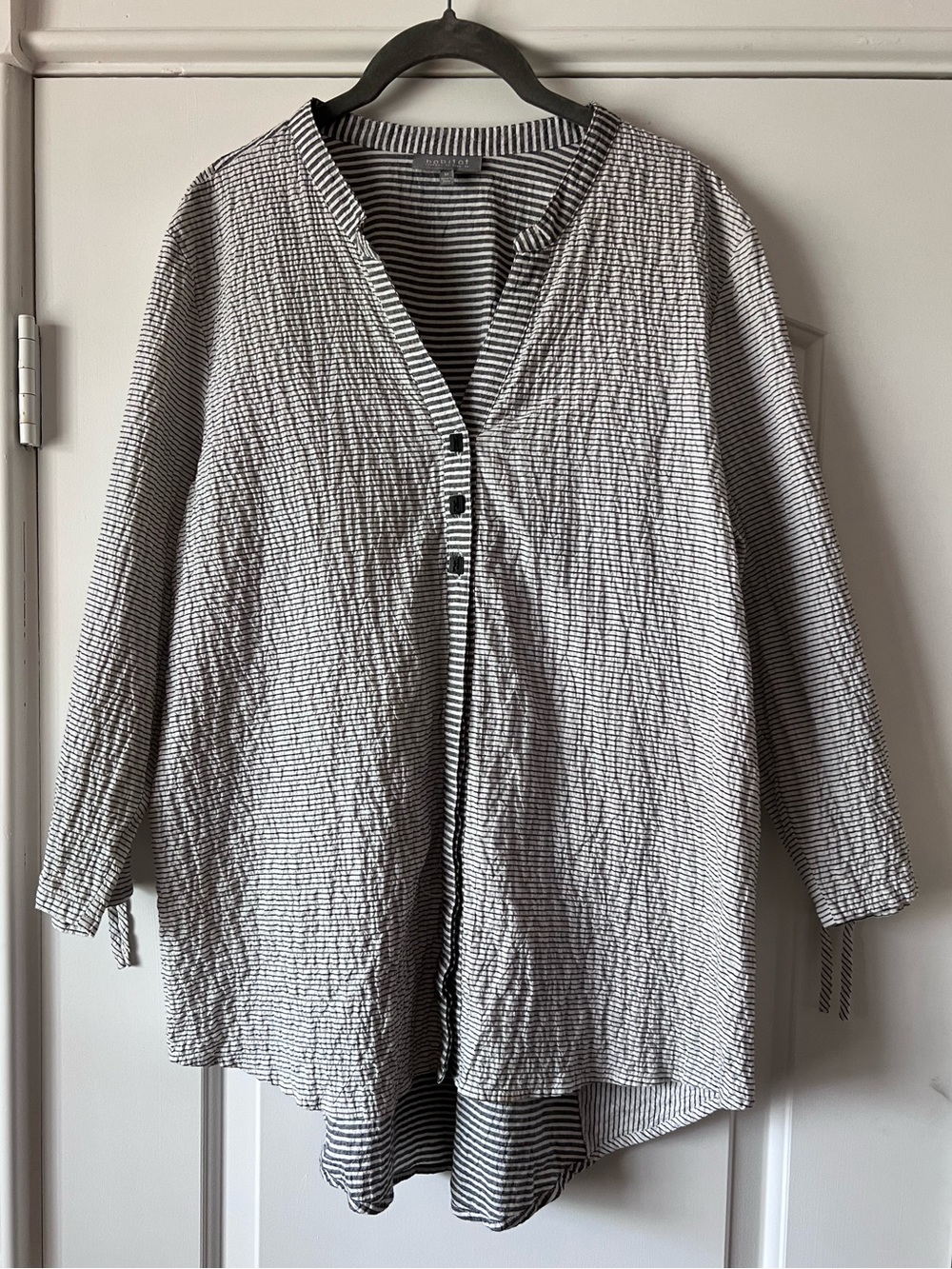 Habitat Striped Gray Tunic Top Cotton